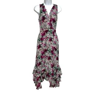 Anthropologie Sundance Champs De Fleur Floral Ruffle Maxi Dress Size 2 Petite